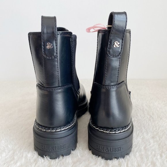 Sam&Libby Women's Skylar Pull-on Bootie, Black Leather, Size 7.5 / 9 - Picture 4 of 9
